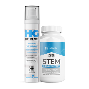 3 oz. Bottle of Helix Gel holds approximately 120 pumps.  STEM Immune Support Bottle has 120 caps, which is a one-month supply.
